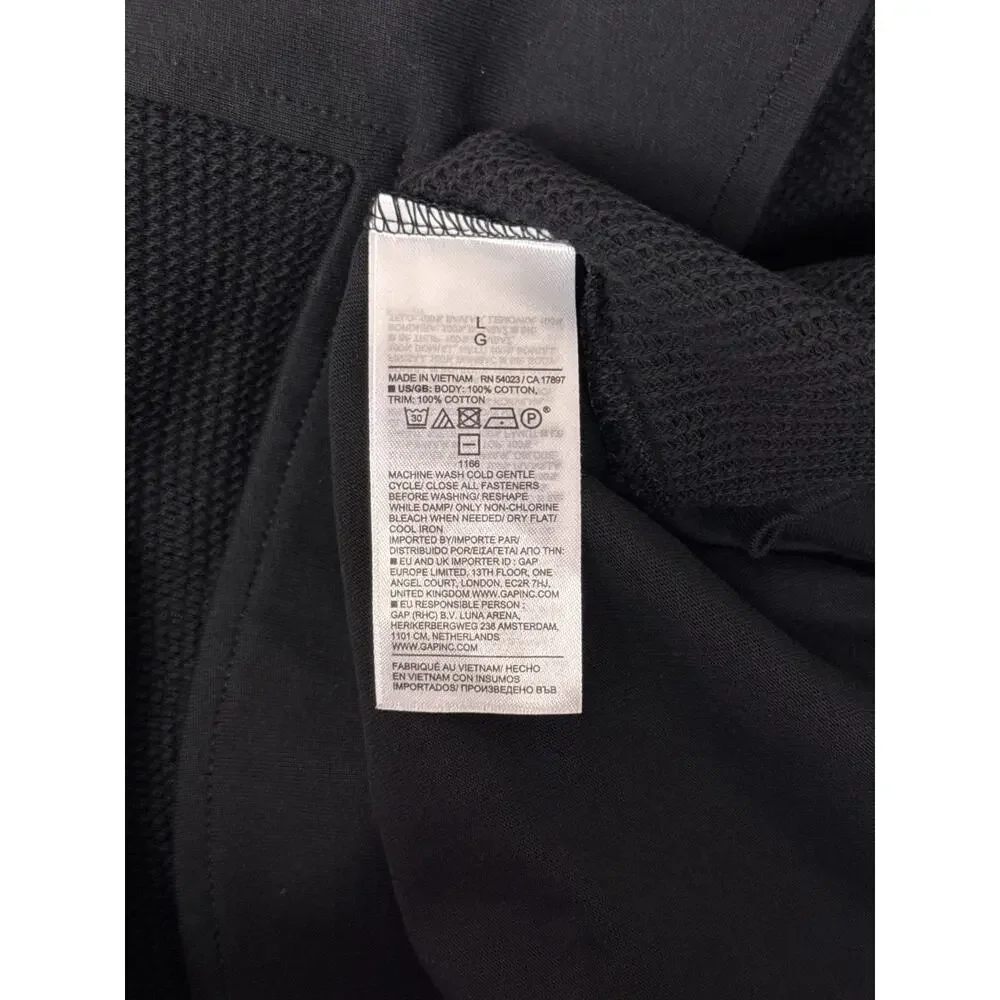 Banana Republic Shirt Large Mens Black Cotton Jacquard Resort Camp Cuban Collar